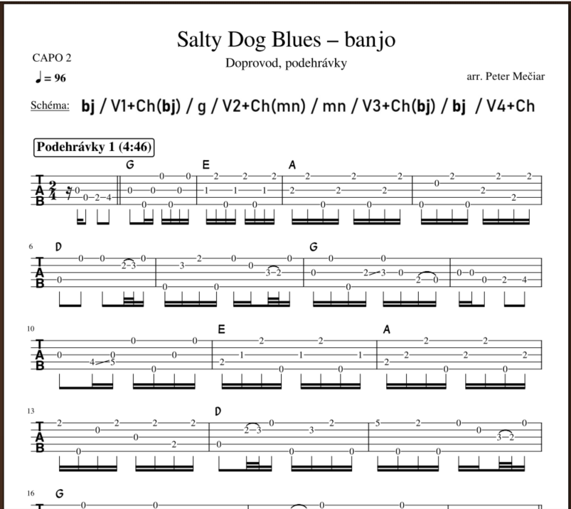 nashville blues banjo tablature